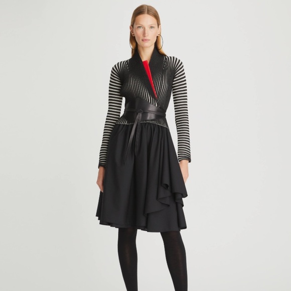 Tory Burch • Plaited Rib-Knit Wrap Shawl Cardigan - Picture 2 of 16